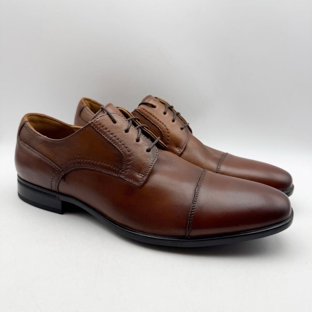 Florsheim Mens Pregamo Cap Toe Oxford Shoes US 10 M Cognac Brown Leather EUC
